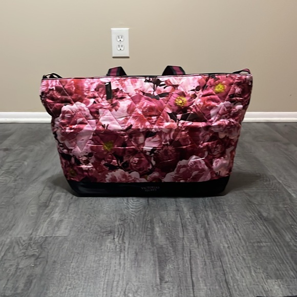 Victoria’s Secret Pink/ White Floral Tote with 2 sets of handles - Picture 2 of 7